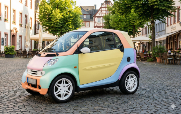 Idee: Smart in Pastellfarben, „Harlekin-Design“ Car Wrapping